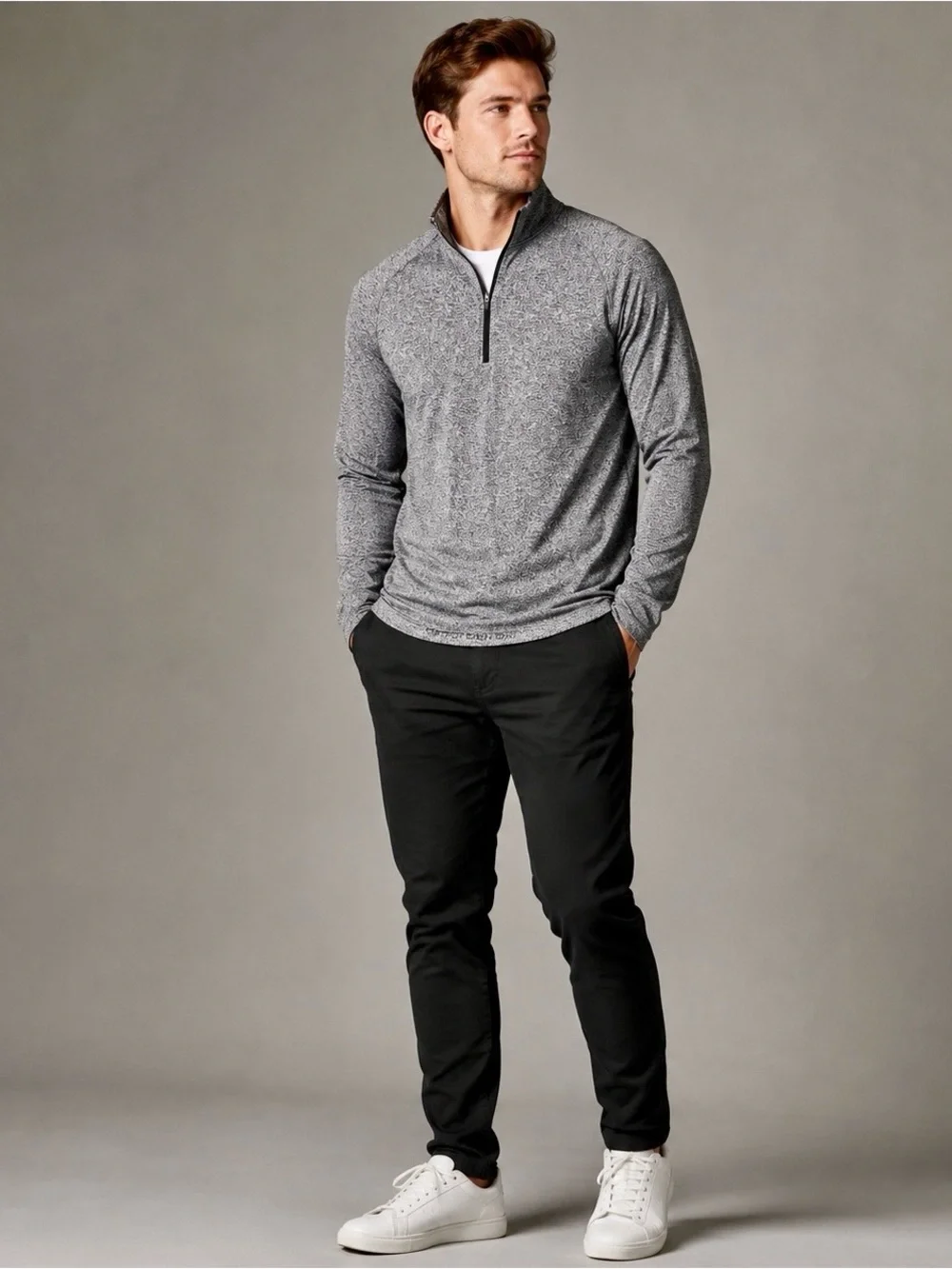 Lululemon Mens Half Zip Pullover Heathered Gray Activewear Long Sleeve Top M EUC
